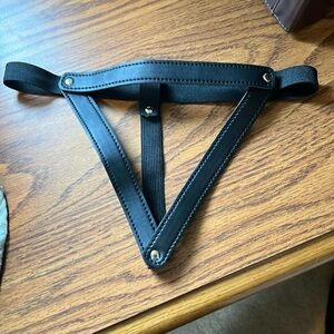 Fake leather crotchless thong